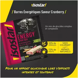 Isostar High Energy Sport Barre Énergétique Raisin Cranberry 3 unités