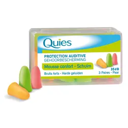 Quies Protection Auditive Mousse Confort 3 Paires Fluo