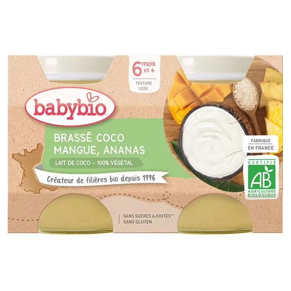 Babybio Postres Vegetales Coco Mango Piña +6m Leche Agitador 2 x 130g