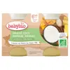 Babybio Desserts Végétaux Pot Brassé Lait de Coco Mangue Ananas +6m Bio 2 x 130g