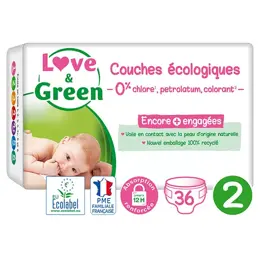 Love & Green Couches Anti-Irritation T2 3-5kg 36 couches