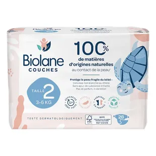 Biolane - Pannolini Naturali Taglia 2 - Ultra-Assorbente, Nessuna Perdita  - 28 unità