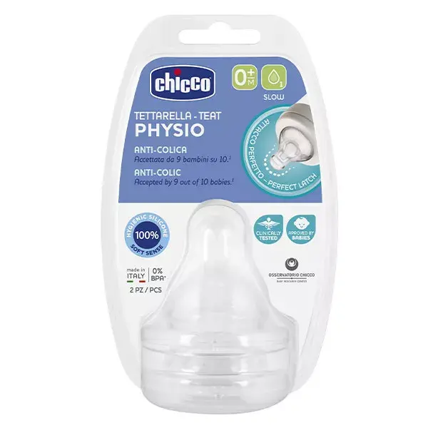 Chicco Accessories Feeding Bottles Physiological Nipple Slow Flow +0m Set of 2