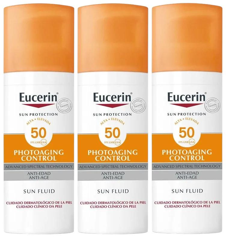 Eucerin Anti-Aging Gesichts-Sonnenfluid LSF 50+ 3x50 ml