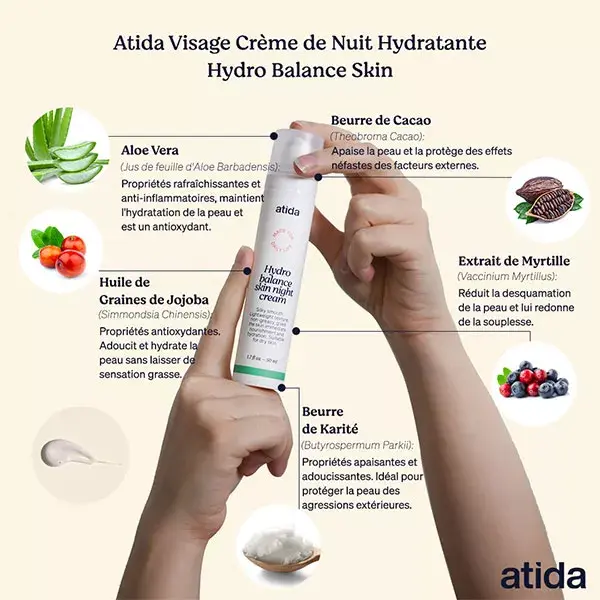 Atida Visage Crème de Nuit Hydratante Hydro Balance Skin 50ml
