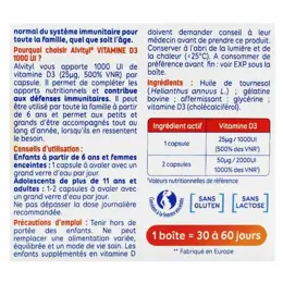 Alvityl Vitamine D3 1000UI dès 6 ans 60 Capsules