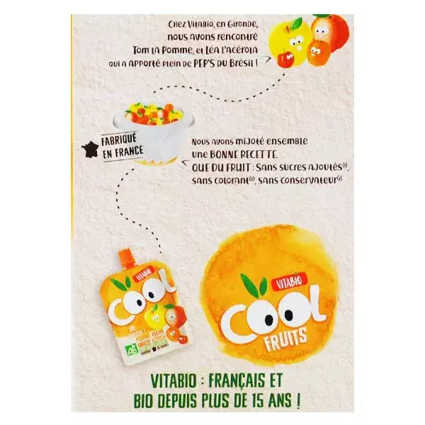 Vitabio Cool Fruits La Pat’ Patrouille Pomme Pêche Abricot Bio 12 x 90g