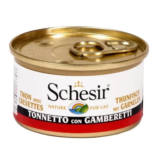 Schesir Tonnetto Con Gamberetti Lattina Cibo Umido Gatto Adulto 85 G