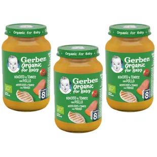 Gerber Organic Sweet Potato with Tomato and Chicken Jar +8m 3x190 gr