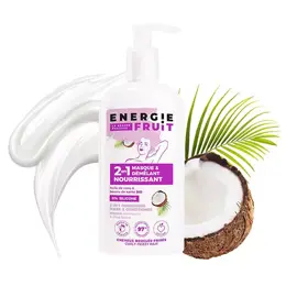 Energie Fruit 2 en 1 Cheveux Bouclés et Frisés Masque Coco & Beurre de Karité Bio 250ml 