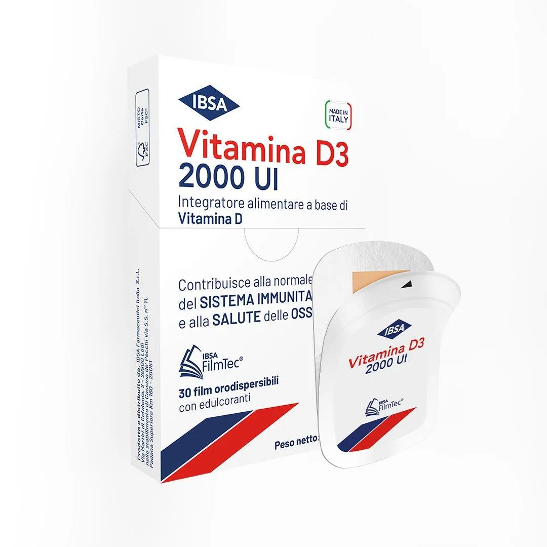 Ibsa Vitamina D3 2000 UI Integratore di Vitamina D3 30 Film Orodispersibili