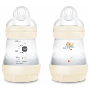 MAM Easy Start Biberão Anti-cólicas Fluxo Lento Neutro Brilhante 0-2m 2x160 ml