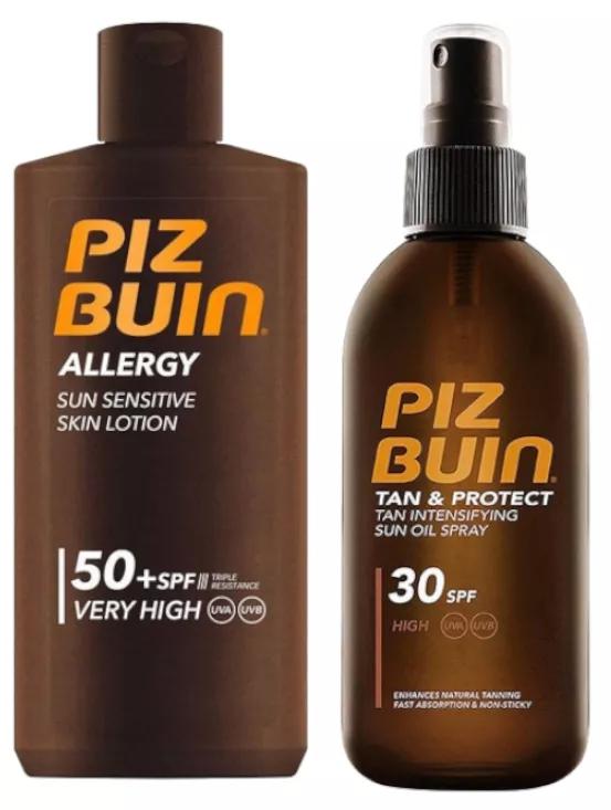 Piz Buin Lotion Allergie SPF50 200 ml + Huile Accélérateur de Bronzage SPF30 150 ml