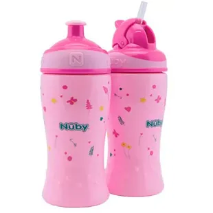 Nûby Preschool Flip-It Cup Set +12m 360 ml + Free Flow Pop-Up Cup +18m 360 ml Pink