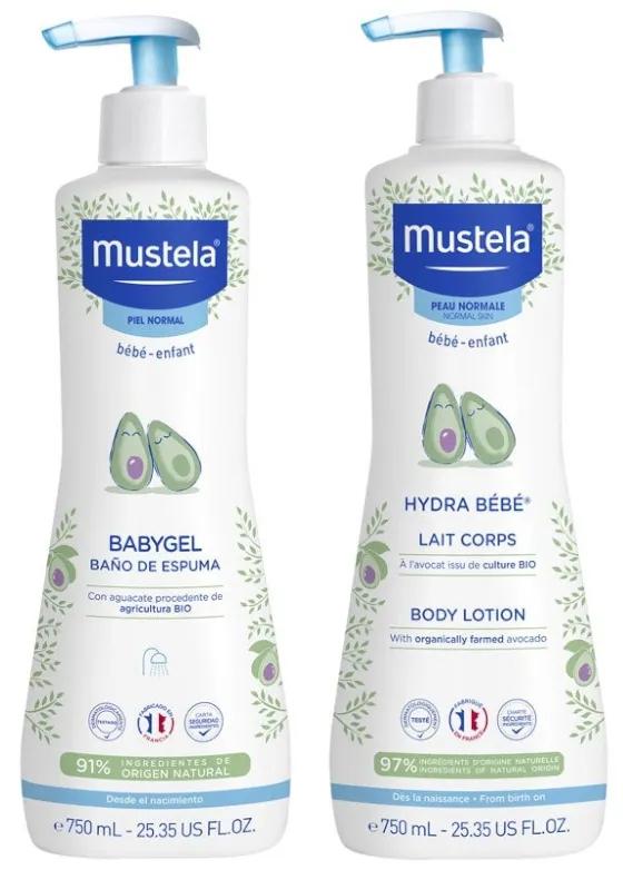 Mustela Babygel Bath Foam 750 ml + Hydra Baby Milk 750 ml