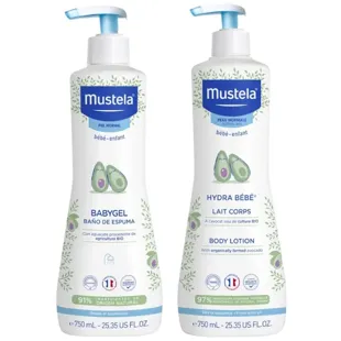 Mustela Babygel Foaming Bath 750 ml + Hydra Baby Milk 750 ml