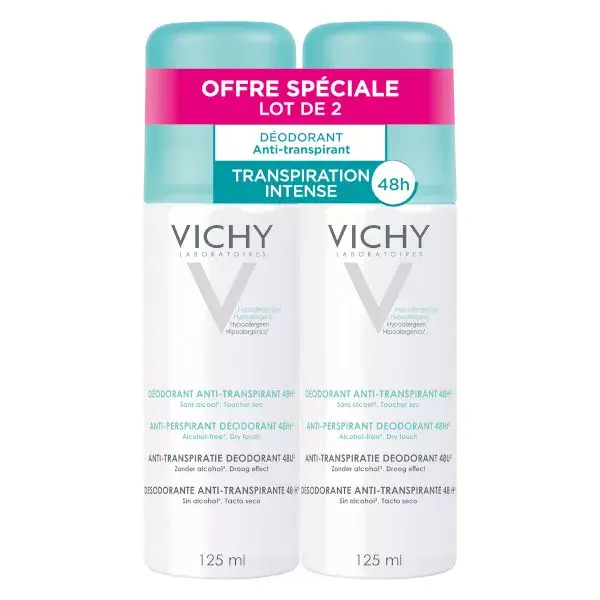 Vichy Déodorant Anti-Transpirant 48h Spray Lot de 2 x 125ml