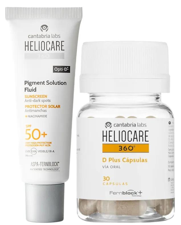 Heliocare 360 Pigment Fluid Solution SPF50+ 50 ml + Heliocare 360 D Plus 30 Kapseln