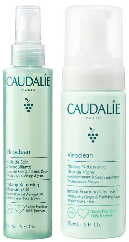 Caudalie Vinoclean Huile Démaquillante 150 ml + Mousse Nettoyante 150 ml