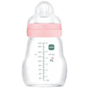 Biberão MAM Feel Good Slow Flow Crystal Rosa Mate 0-2m 170 ml