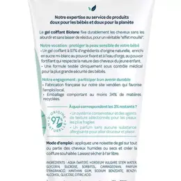 Biolane - Gel Cheveux Coiffant - Bébé - Fixe les Cheveux Fins - 100ml