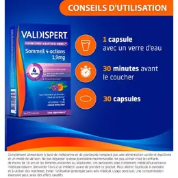 VALDISPERT Sommeil 4 Actions 1,9mg Mélatonine Lot de 2 x 30 gélules