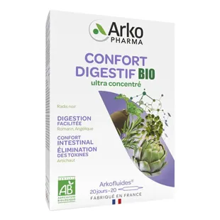 Arkofluides Confort Digestif Bio Integratore Alimentare a base di Rosmarino, Angelica, Carciofi e Rafano 20 fialette