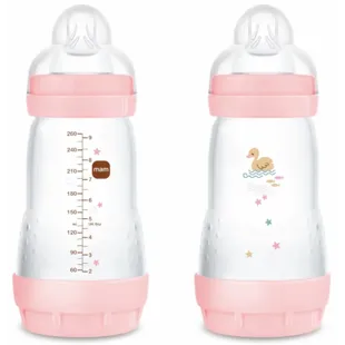 MAM Easy Start Biberão Anti-cólicas Fluxo Médio Rosa Brilhante 2-4m 2x260 ml
