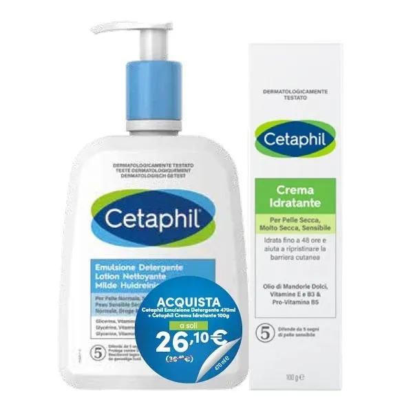 Cetaphil PROMO Crema Idratante 100 ml + Emulsione Detergente 470 ml