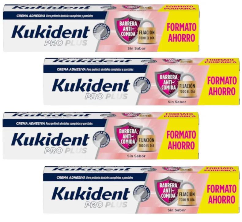 Kukident Pro Plus Barrière anti-alimentaire sans saveur 4x57 PACK VALEUR