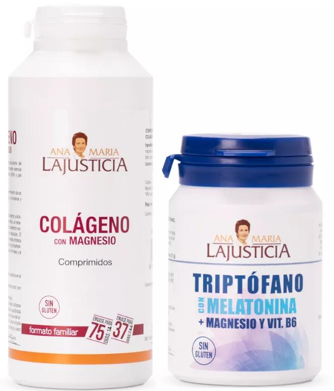 Ana María Lajusticia Kollagen und Magnesium 450 Tabletten + Tryptophan + Melatonin + Magnesium und Vit. B6 60 Tabletten