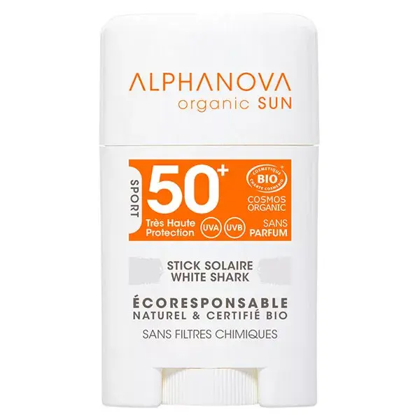 Alphanova Sun Stick Solaire Visage Blanc SPF50+ Bio 10g