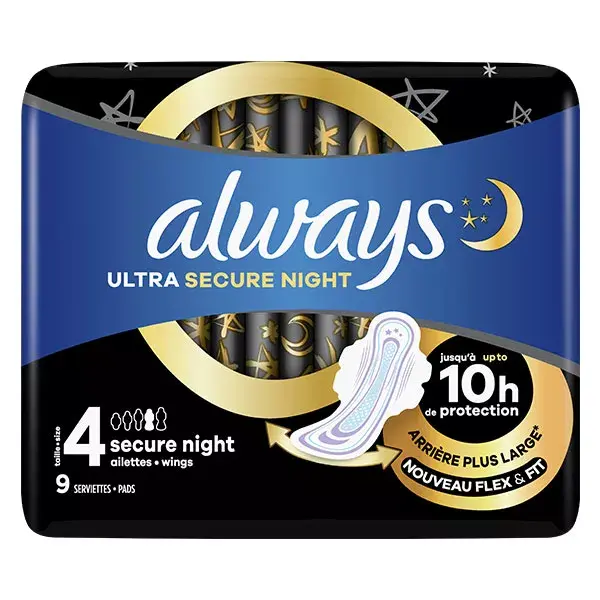 Always Serviettes Ultra Secure Night avec Ailettes 9 unités