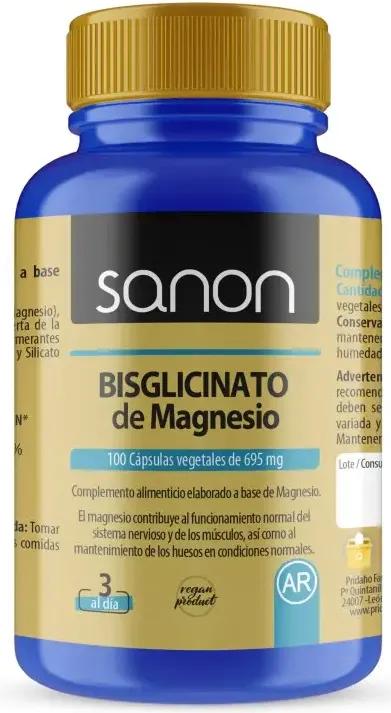 Sanon Magnesium Bisglycinaat Pridaho 100 Veg Capsules