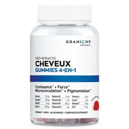 Granions Pro Keracys 4-en-1 Anti-Chute Cheveux Force Croissance Brillance Fruits Rouges 60 gummies