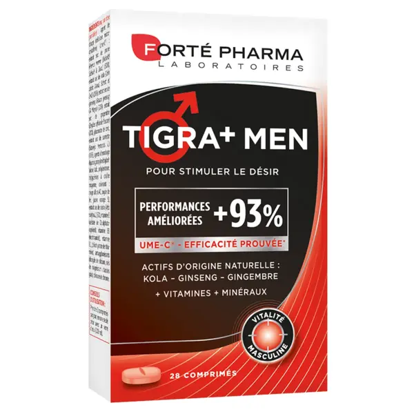 Forté Pharma Tigra+ Men Tonus masculin UME-C Ginseng Gingembre Kola 28 comprimés