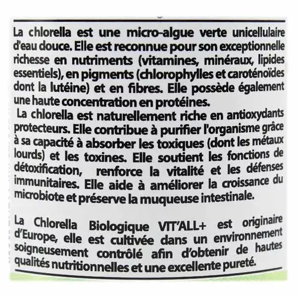 Vit'all+ Chlorella 500mg Bio 100 gélules végétales