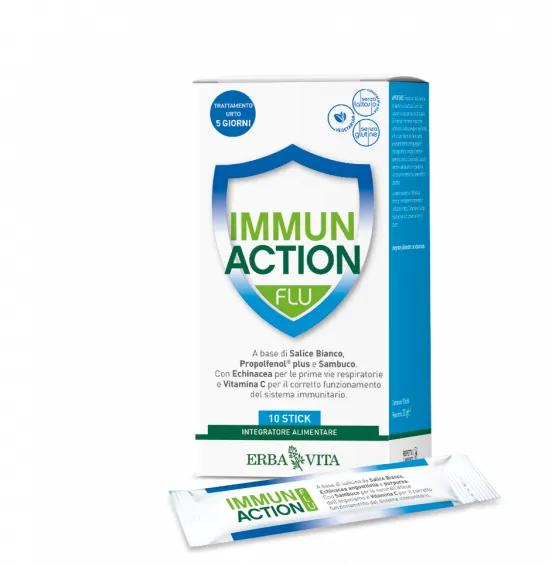 Erba Vita Immun Action Flu Integratore Difese Immunitarie 10 Stick