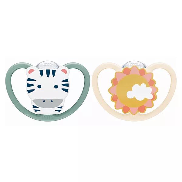 Nuk Fisiológico Silicona Chupete Espacio +6m Cebra Sol Set de 2