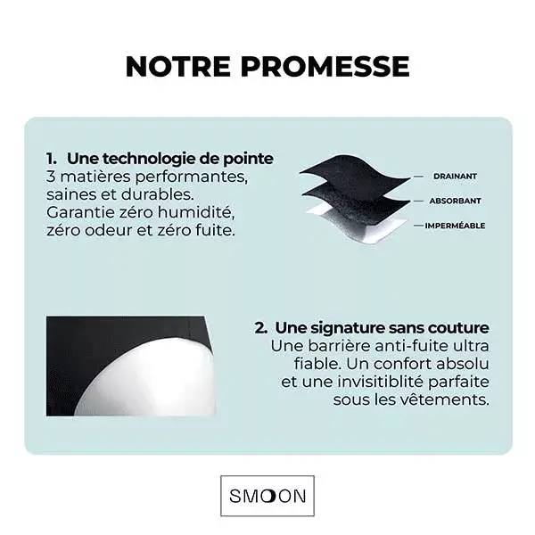 Smoon Pack Découverte 2 Culottes Flux Moyen + Flux Abondant Noir TM
