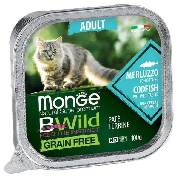 Monge B Wild Grain Free Merluzzo Con Ortaggi Cibo Umido Per Gatti Adulti 100G