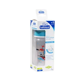 Bébisol Biberon Anti Colique Silicone Collo Largo +3m Pirata 240ml