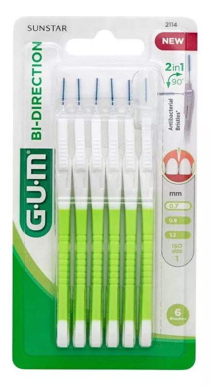 Gum Escovas Interde dentes Bi-Direction 0,7Mm Verdes 6Uds