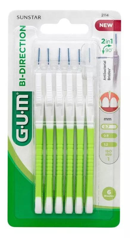 Interdental Brushes Bi-Direction 0.7mm Gum Green 6Uds