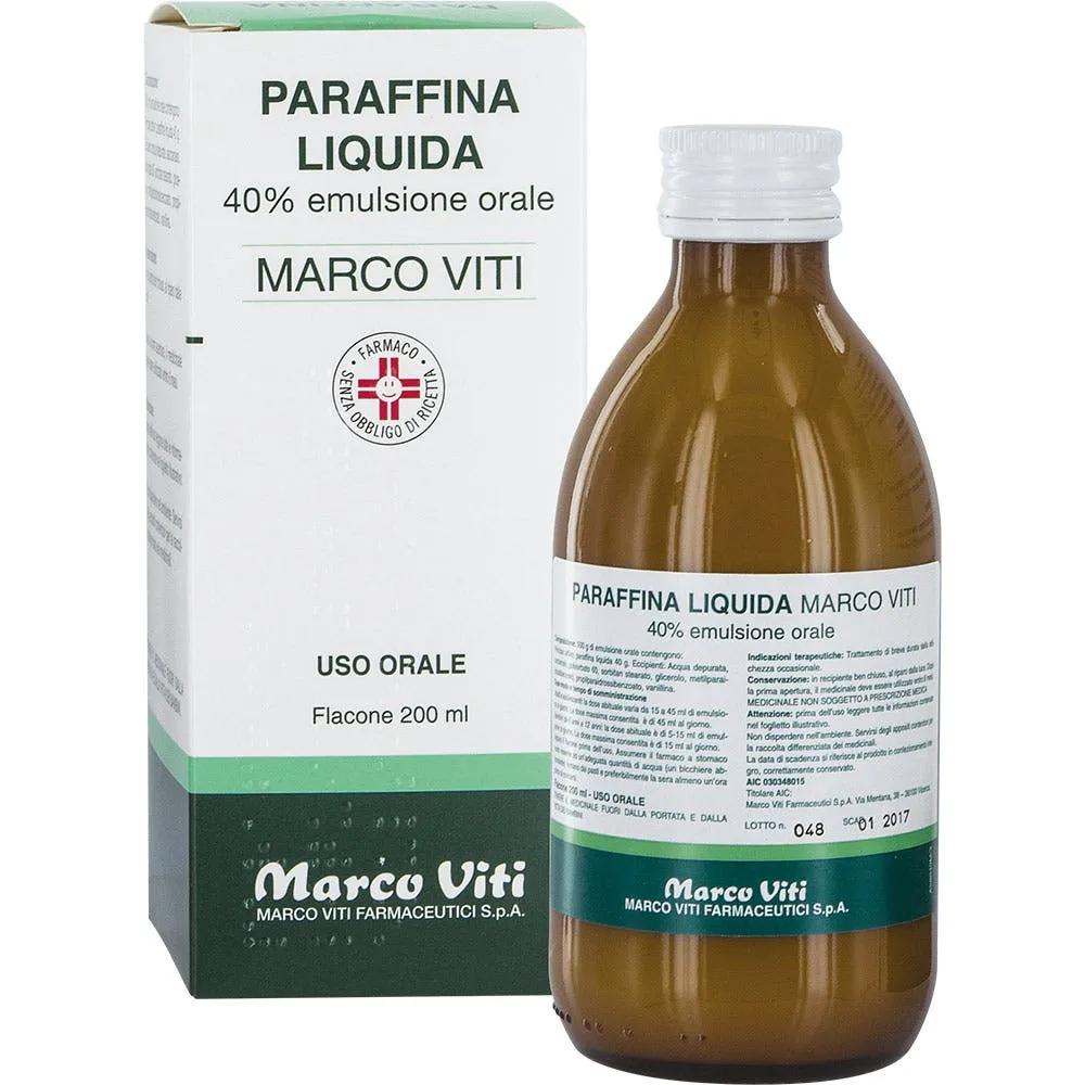 Paraffina Liquida Marco Viti 40% Emulsione Orale Stitichezza Occasionale 200 ml