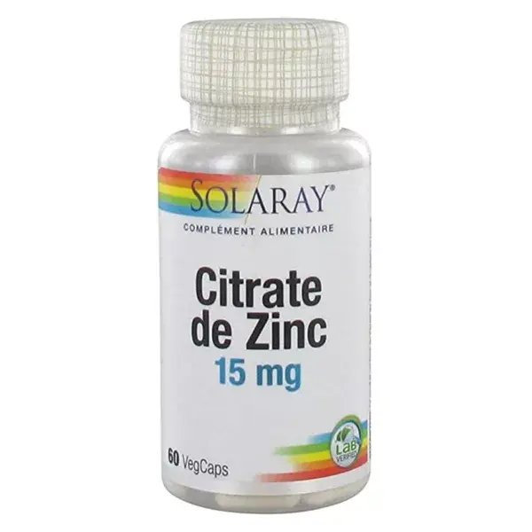 Solaray Citrate de Zinc 15mg 60 capsules végétales