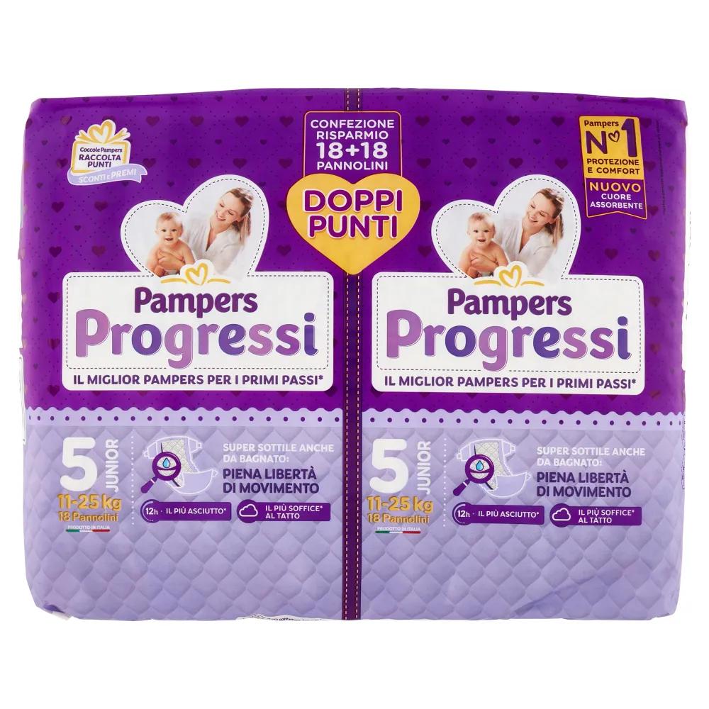 Pampers Progressi Pannolino 5 Junior 11-25kg Pacco Doppio 36 Pezzi