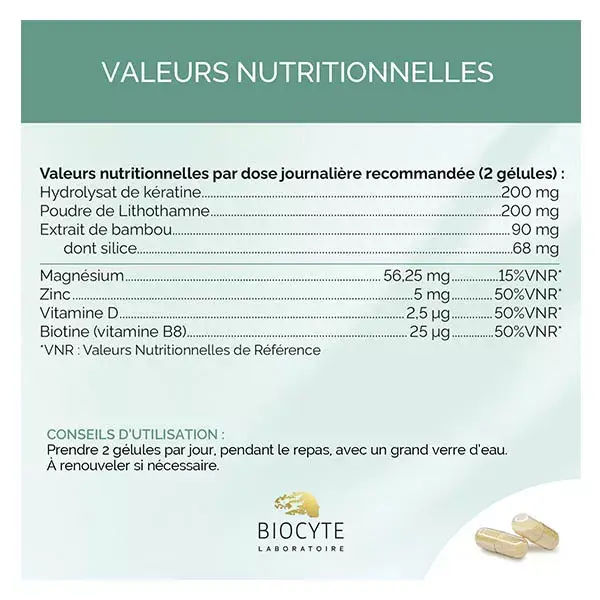 Biocyte Ongles Forts Kératine, Lithothamne Résistance & Beauté 40 gélules