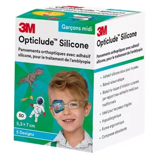 3M Opticlude Silicone Binda Occhio Bimbo Medio 5,3cm x 7cm 50 unità