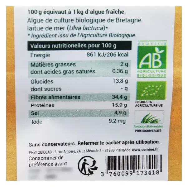 Oemine Organic Sea Lettuce Food Algae 100g